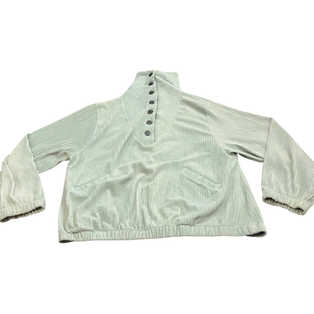 Free People Serena Corduroy Pullover - Sea Mist Sweater Womens Large Cozy